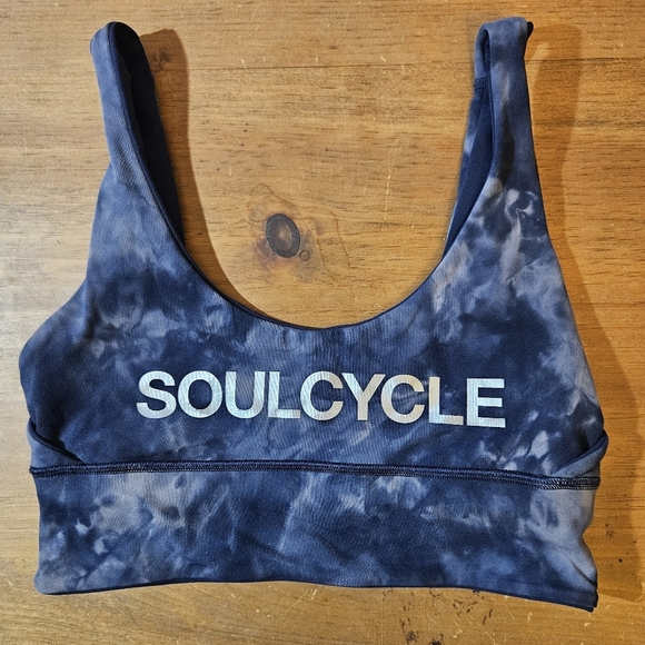 Lululemon Soulcycle Navy Blue Diamond Dye Reversible Align Bra Crop Tank Sz 6 - Picture 1 of 9